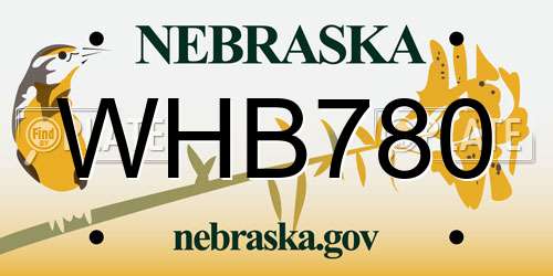WHB780 Nebraska License Plate