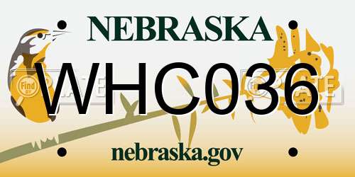WHC036 Nebraska License Plate