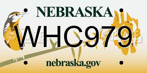 WHC979 Nebraska License Plate