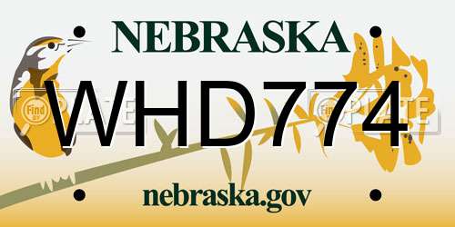 WHD774 Nebraska License Plate