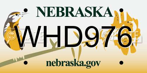 WHD976 Nebraska License Plate