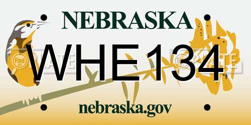 WHE134 Nebraska License Plate