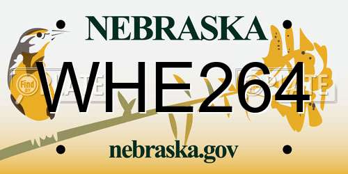 WHE264 Nebraska License Plate