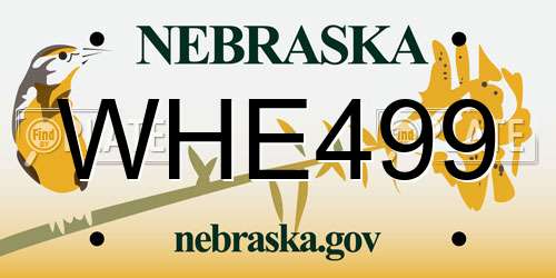 WHE499 Nebraska License Plate