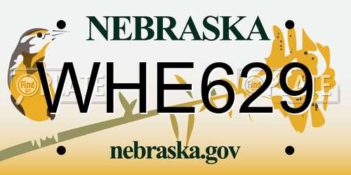 WHE629 Nebraska License Plate