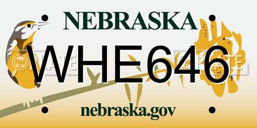 WHE646 Nebraska License Plate