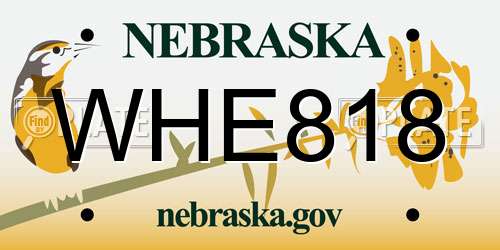 WHE818 Nebraska License Plate