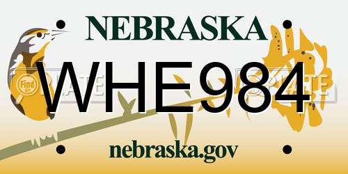 WHE984 Nebraska License Plate