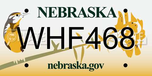 WHF468 Nebraska License Plate