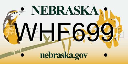 WHF699 Nebraska License Plate