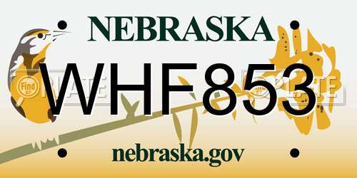 WHF853 Nebraska License Plate