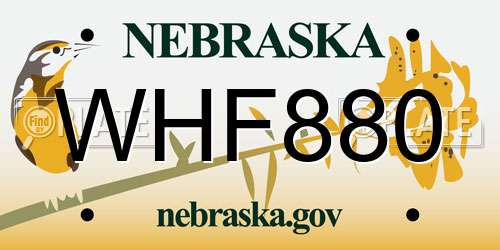 WHF880 Nebraska License Plate