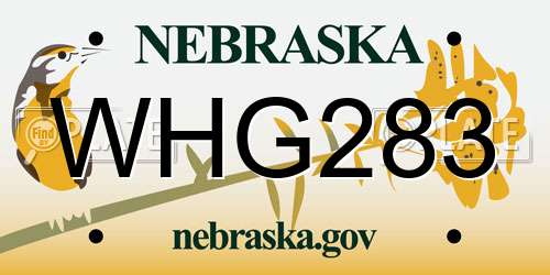 WHG283 Nebraska License Plate