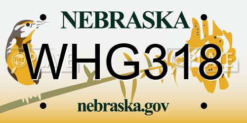 WHG318 Nebraska License Plate