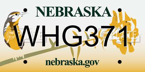 WHG371 Nebraska License Plate