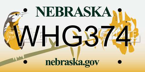 WHG374 Nebraska License Plate