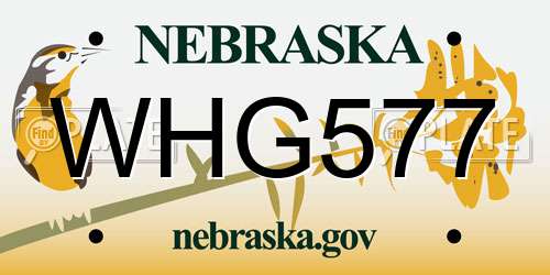 WHG577 Nebraska License Plate