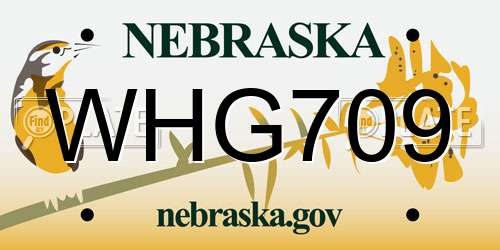 WHG709 Nebraska License Plate