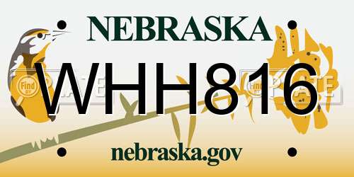WHH816 Nebraska License Plate