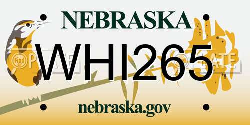 WHI265 Nebraska License Plate