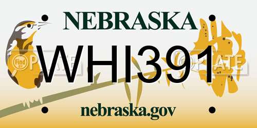 WHI391 Nebraska License Plate