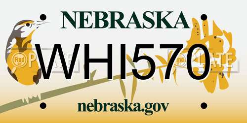 WHI570 Nebraska License Plate