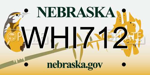 WHI712 Nebraska License Plate