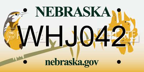 WHJ042 Nebraska License Plate