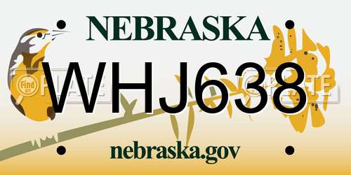 WHJ638 Nebraska License Plate