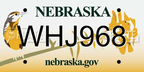 WHJ968 Nebraska License Plate