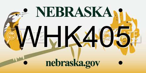 WHK405 Nebraska License Plate