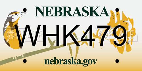 WHK479 Nebraska License Plate