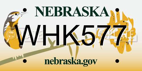 WHK577 Nebraska License Plate
