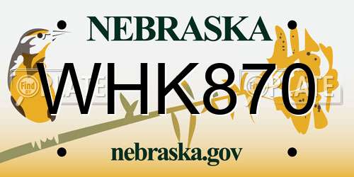 WHK870 Nebraska License Plate