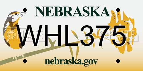 WHL375 Nebraska License Plate