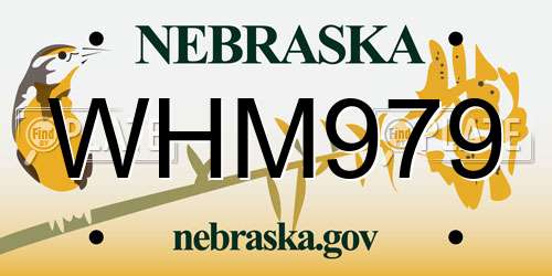 WHM979 Nebraska License Plate