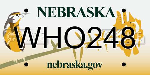 WHO248 Nebraska License Plate