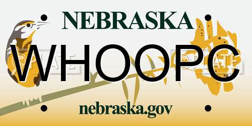 WHOOPC Nebraska License Plate