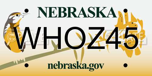 WHOZ45 Nebraska License Plate