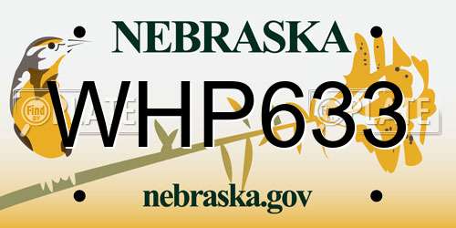 WHP633 Nebraska License Plate