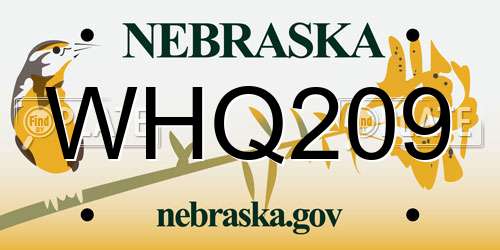 WHQ209 Nebraska License Plate