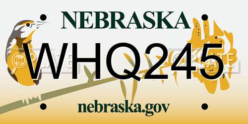WHQ245 Nebraska License Plate