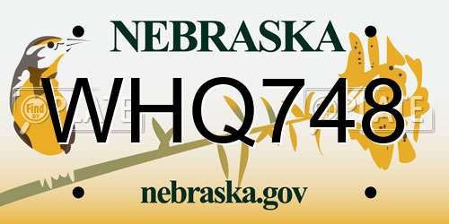 WHQ748 Nebraska License Plate