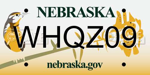 WHQZ09 Nebraska License Plate