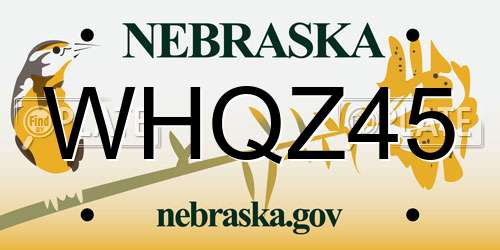 WHQZ45 Nebraska License Plate