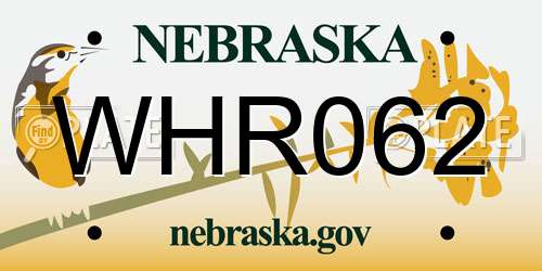 WHR062 Nebraska License Plate