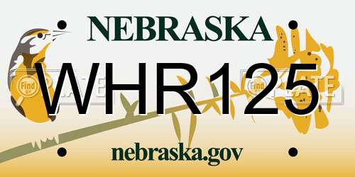 WHR125 Nebraska License Plate