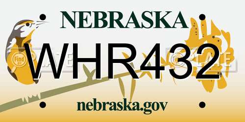 WHR432 Nebraska License Plate