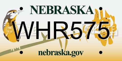 WHR575 Nebraska License Plate