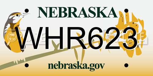WHR623 Nebraska License Plate